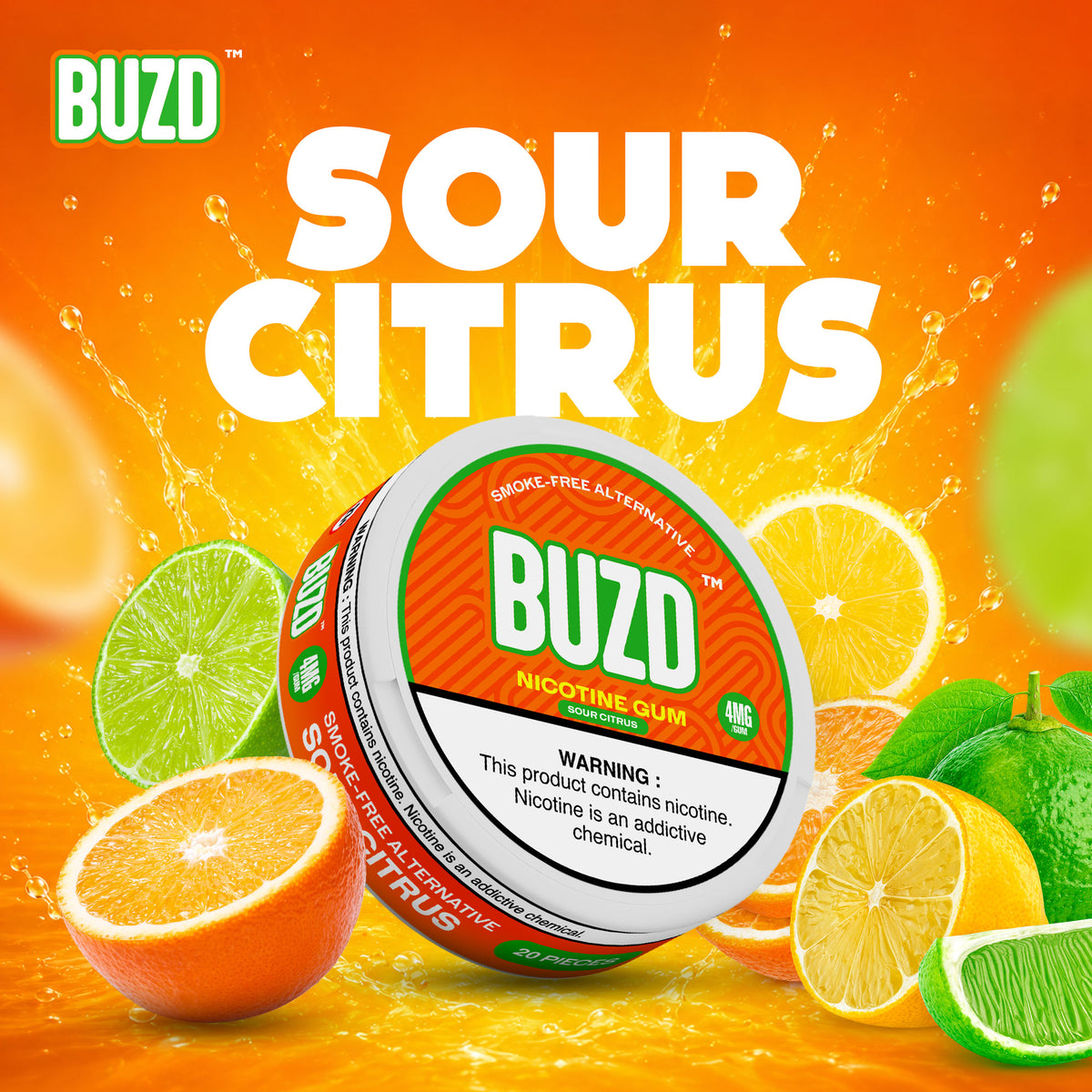 BUZD - NICOTINE GUM - 4MG - SOUR CITRUS