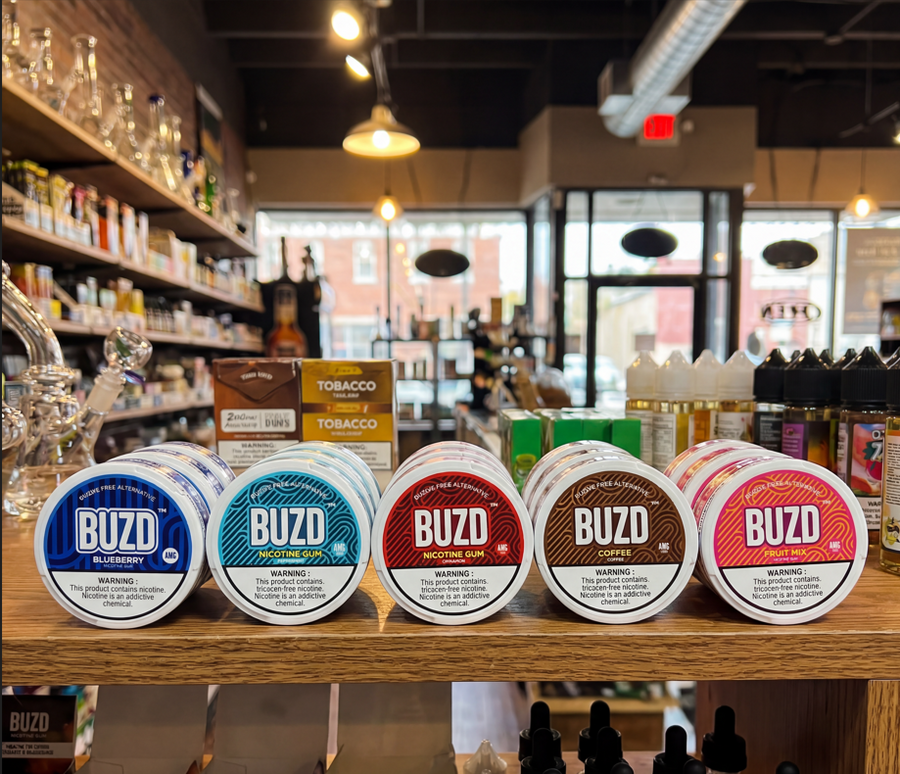 BUZD nicotine gum wholesale display